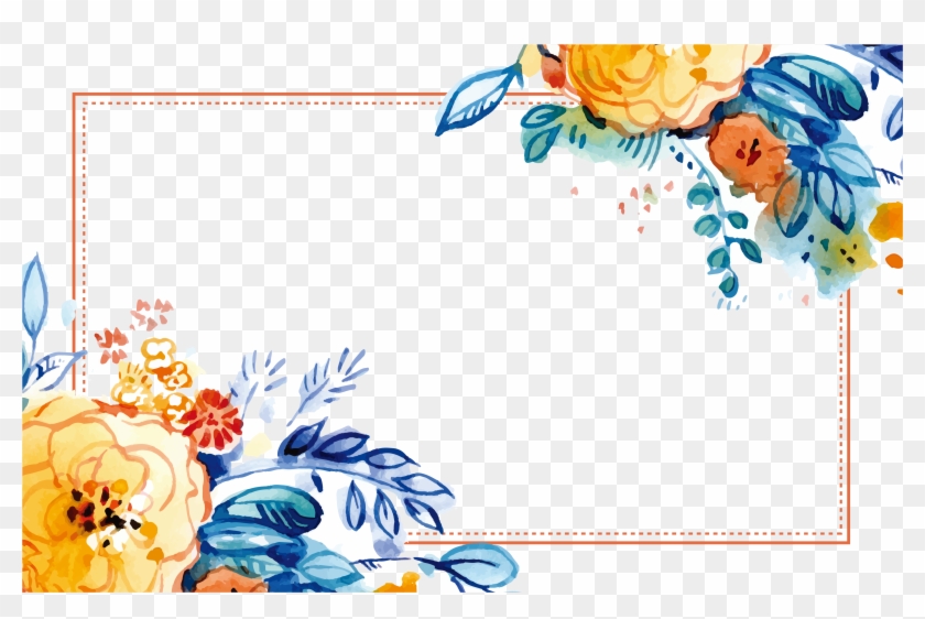 Header Vector Flower - Blue And Yellow Flower Watercolor Clipart #5466778