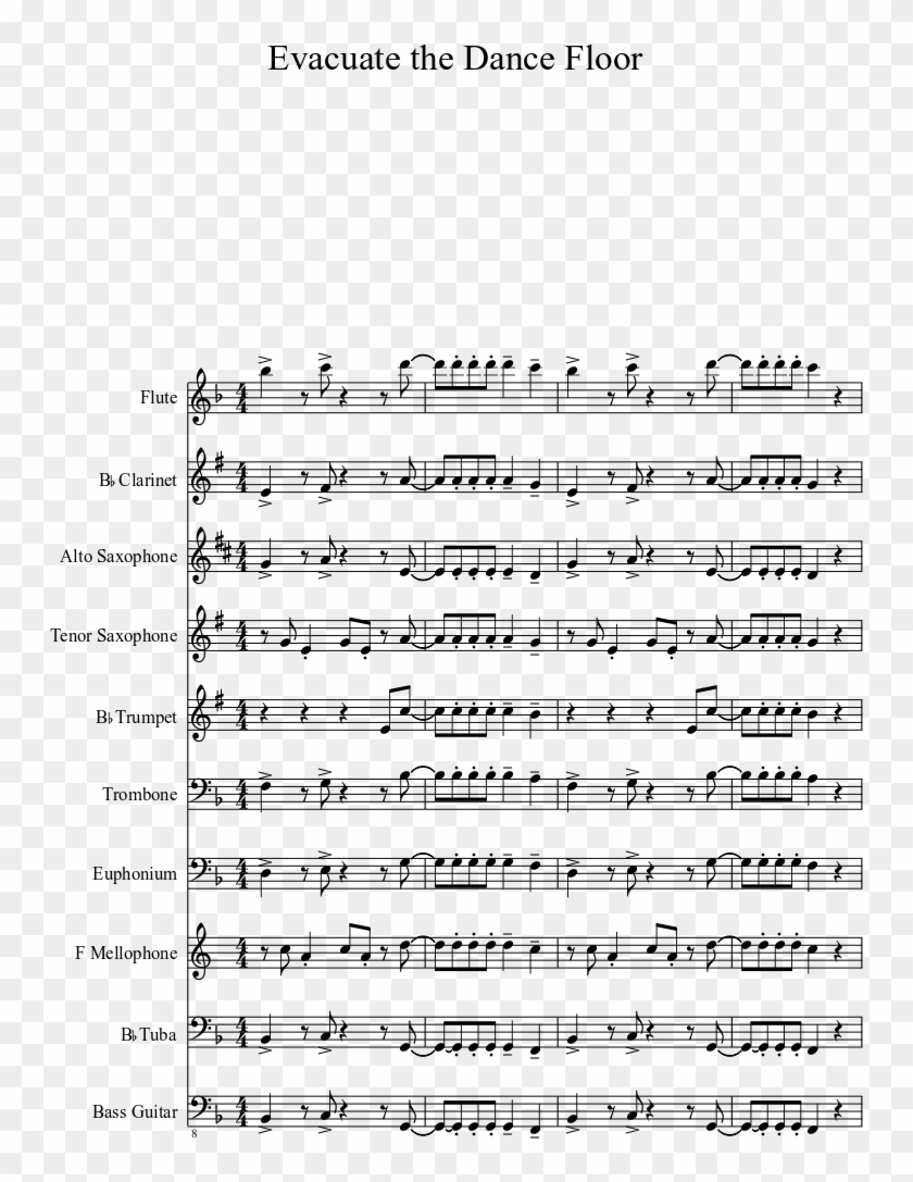 Evacuate The Dance Floor Sheet Music 1 Of 2 Pages - Zeze Piano Sheet Music Clipart #5467618