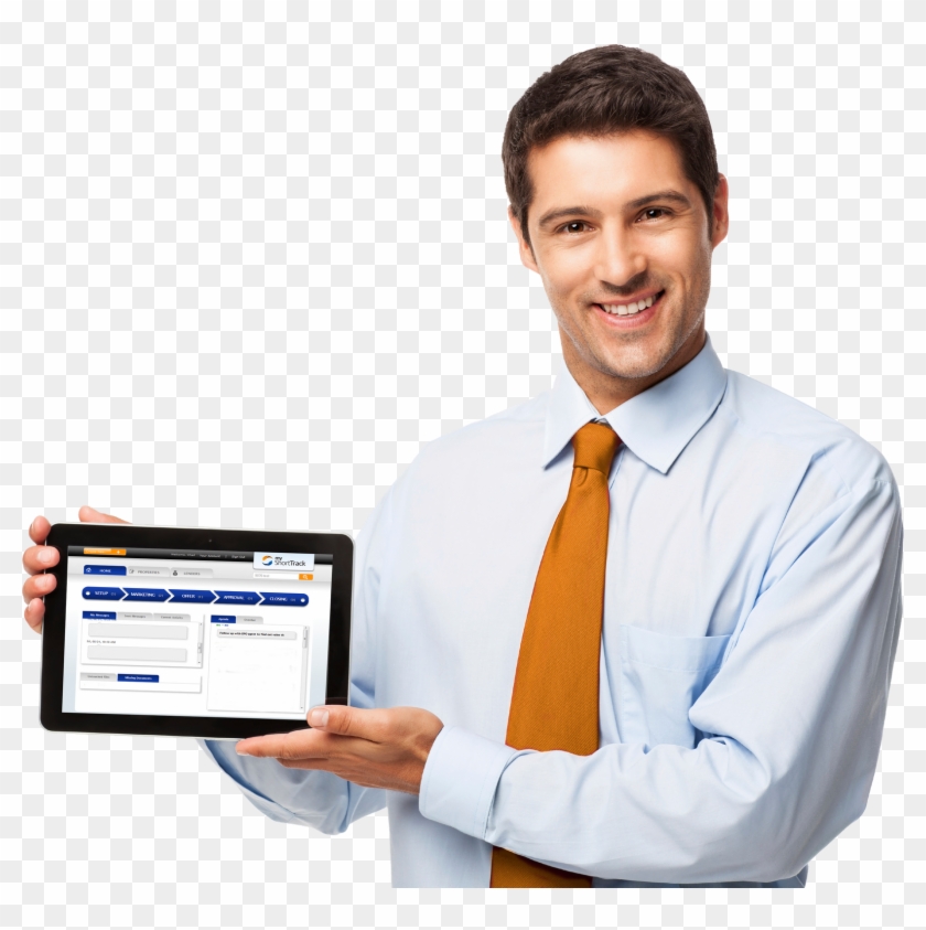 Tablet In Hand - Man With Tablet Png Clipart #5468042