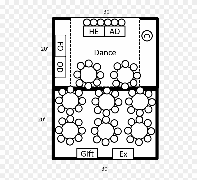 *seats 70* 8 Guest Table, Head Table, Plus Buffet Area, - Circle Clipart #5468137