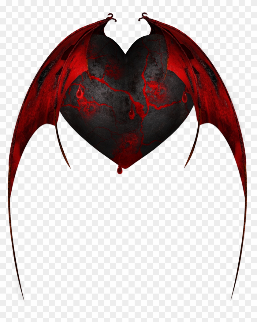Dark Angel Wings, Valentines Art, Valentine Hearts, - Gothic Tattoos Clip Art - Png Download