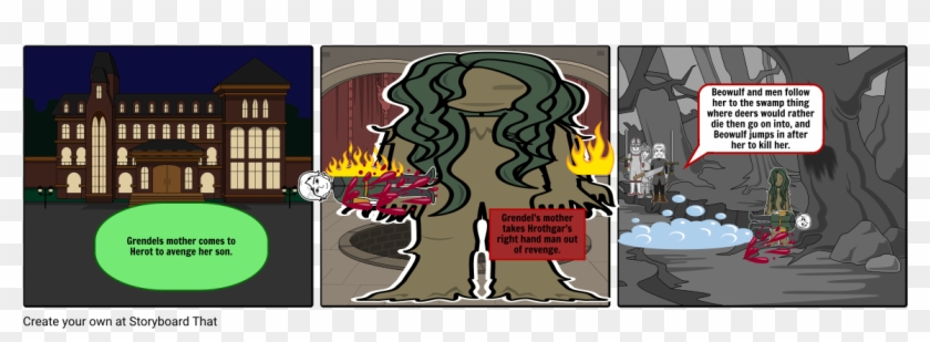 Grendels Mother Fight - Illustration Clipart