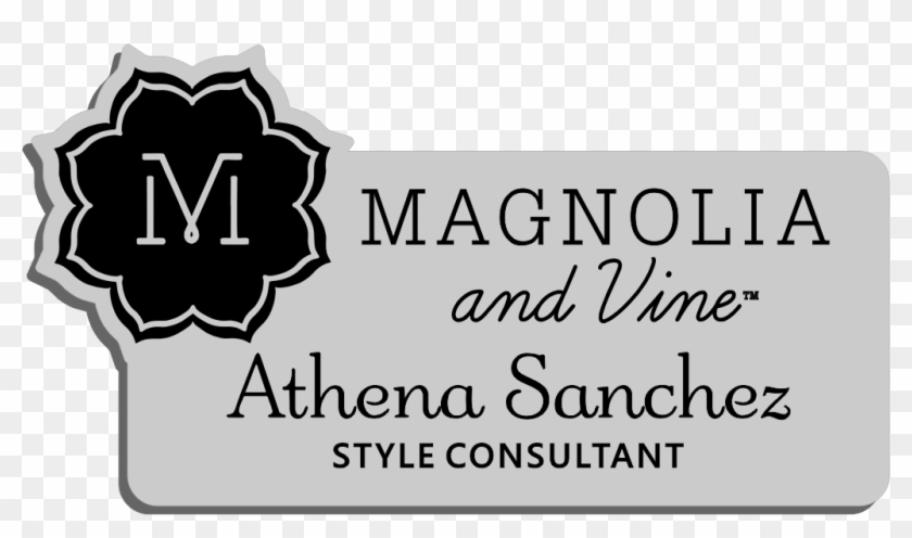Magnolia And Vine Name Badge - Calligraphy Clipart