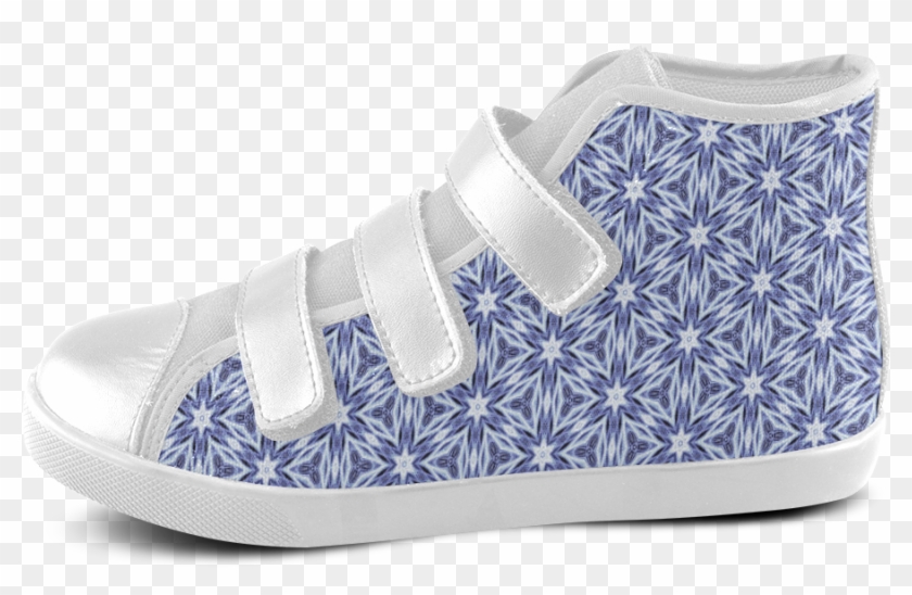 Blue Starburst Velcro High Top Canvas Kid's Shoes - Shoe Clipart