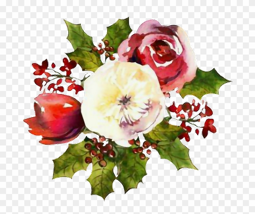 #christmas #flowers #watercolors #sticker - Christmas Flowers Watercolor Png Clipart