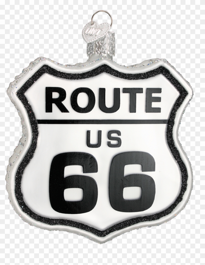 Route 66 Sign Glass Ornament - Route 66 Cars Clipart