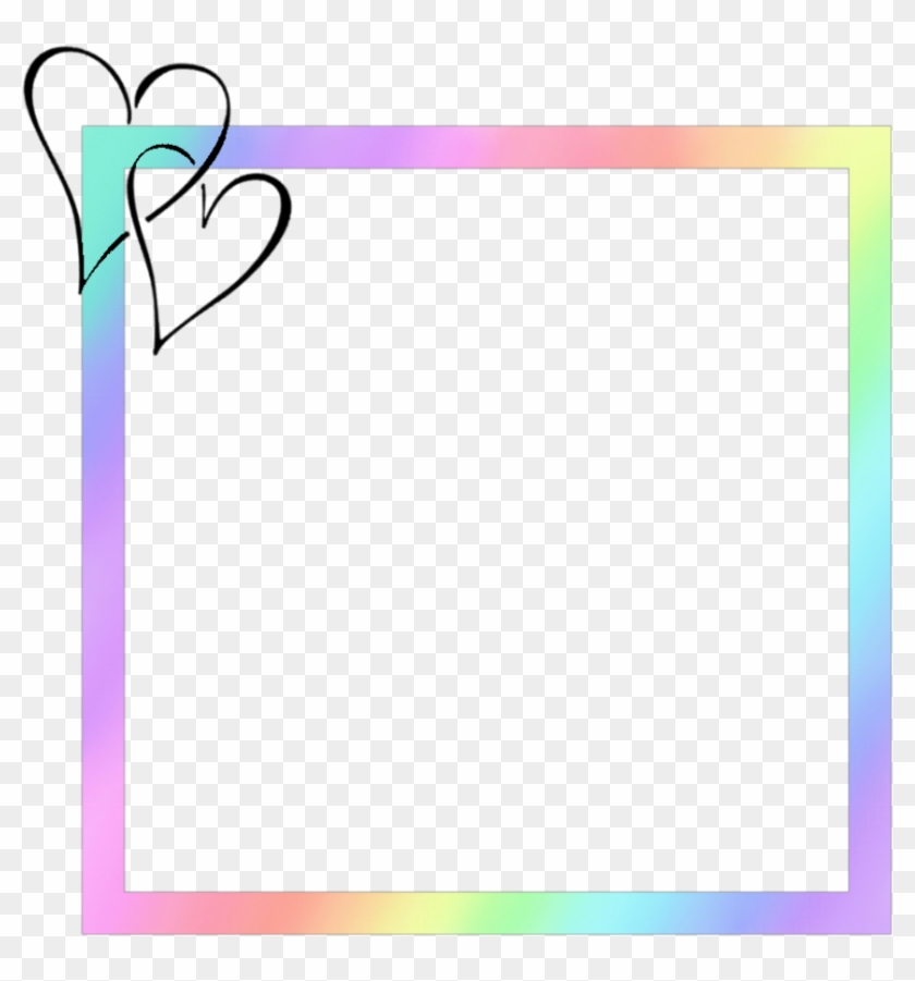 #pastel #rainbow #frame #rainbowframe #hearts - Picture Frame Clipart #5474349