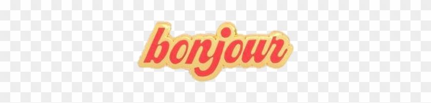 #bonjour #yellow #red #sticker #png - Label Clipart