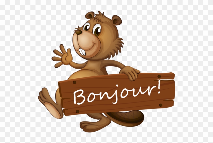 Bonjour - Beaver With Wood Clipart - Png Download #5474981