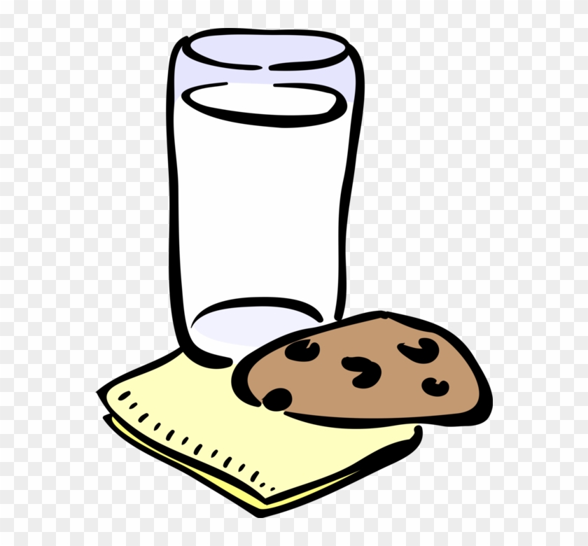 Vector Illustration Of Dairy Milk And Cookie Food Snack - Chocolate Chip Cookie Chemical Reaction Clipart