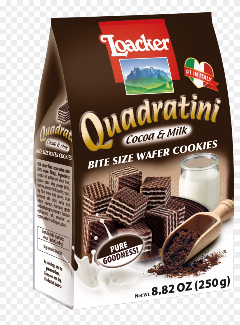 Quadratini Cocoa & Milk Bite Size Wafer Cookies - Loacker Quadratini Dark Chocolate Clipart