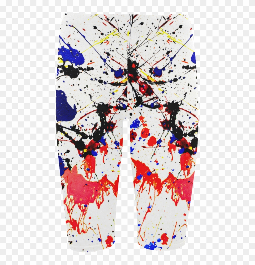 Blue & Red Paint Splatter Hestia Cropped Leggings - Pajamas Clipart #5478742