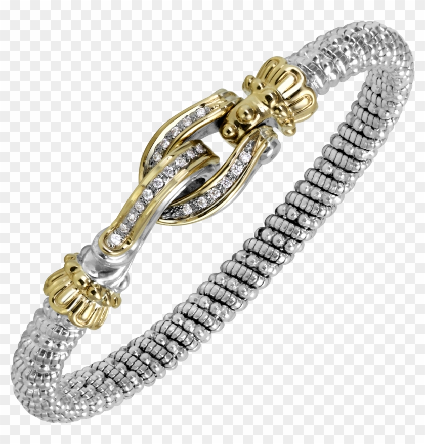 Vahan Sterling Silver And 14k Yellow Gold Diamond Buckle - Body Jewelry Clipart #5480306