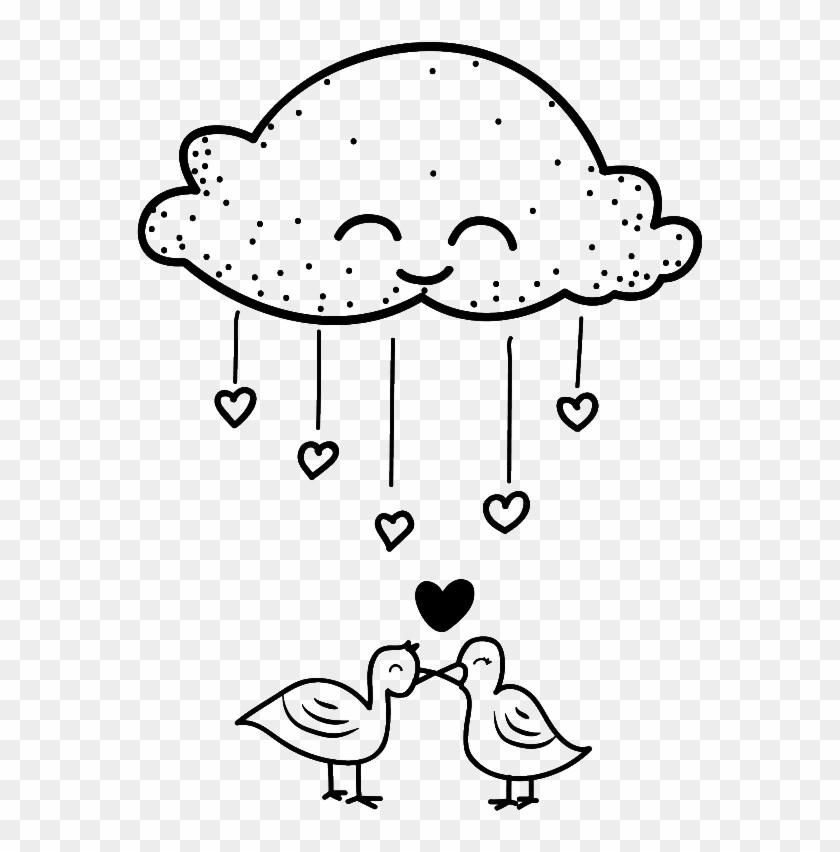 Blanco Y Negro Pintado A Mano Nube Amor Vectores - Cartoon Clipart #5480959