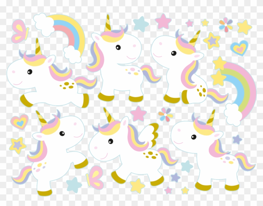 Sticker 6 Licornes Bebes Ambiance Sticker Col Sand - Stickers Licorne Chambre Fille Clipart #5481567