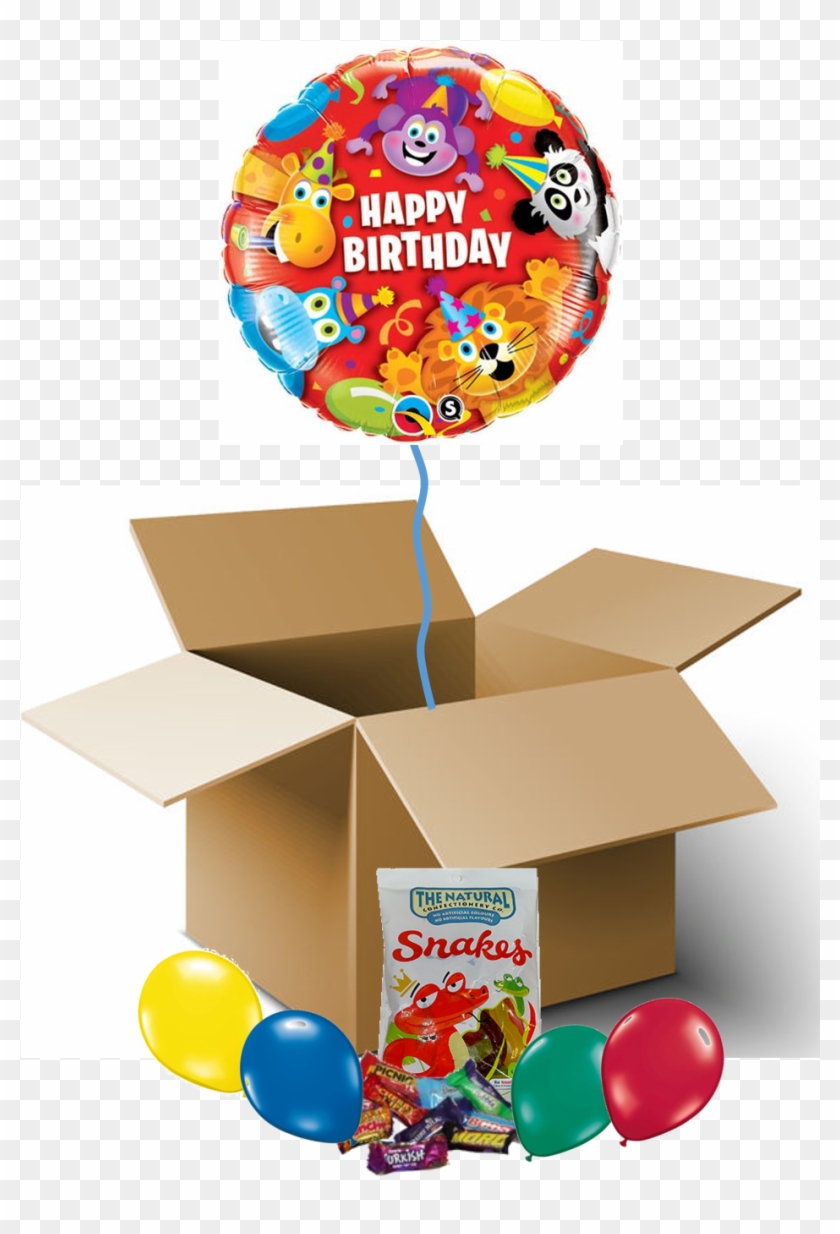 Happy Birthday Party Animals Balloon - Ballon Anniversaire Animaux Clipart