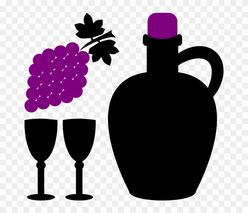 Jarro, Decantador, Vino, Uva, Uvas, Tros, Copa De Vino - Grape Clipart