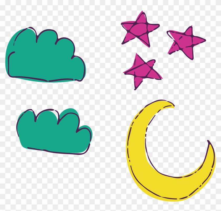 And Stars Watercolor - Drawing Clipart