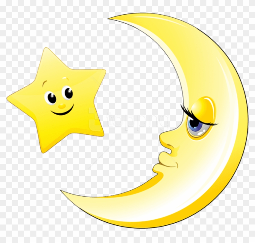 Download Transparent Cute Moon And Starpicture Clipart - Moon And Star Clipart - Png Download #5483363