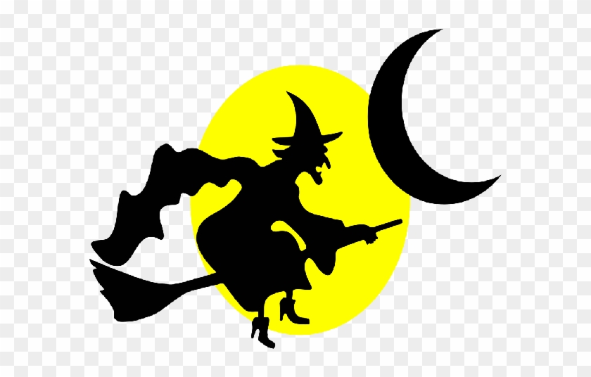 Halloween Moon Cartoon - Halloween Witch Silhouette Clipart #5483980