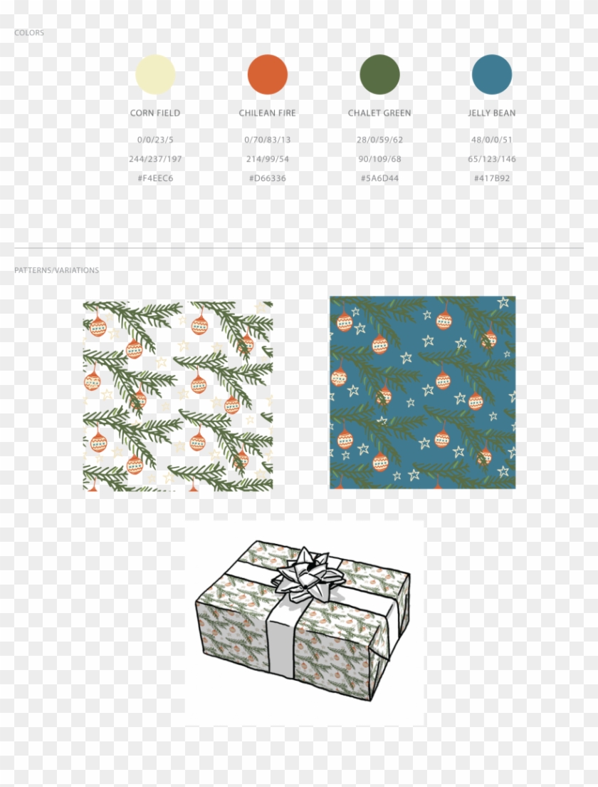 Pine Ornament Gift Wrap - Box Clipart