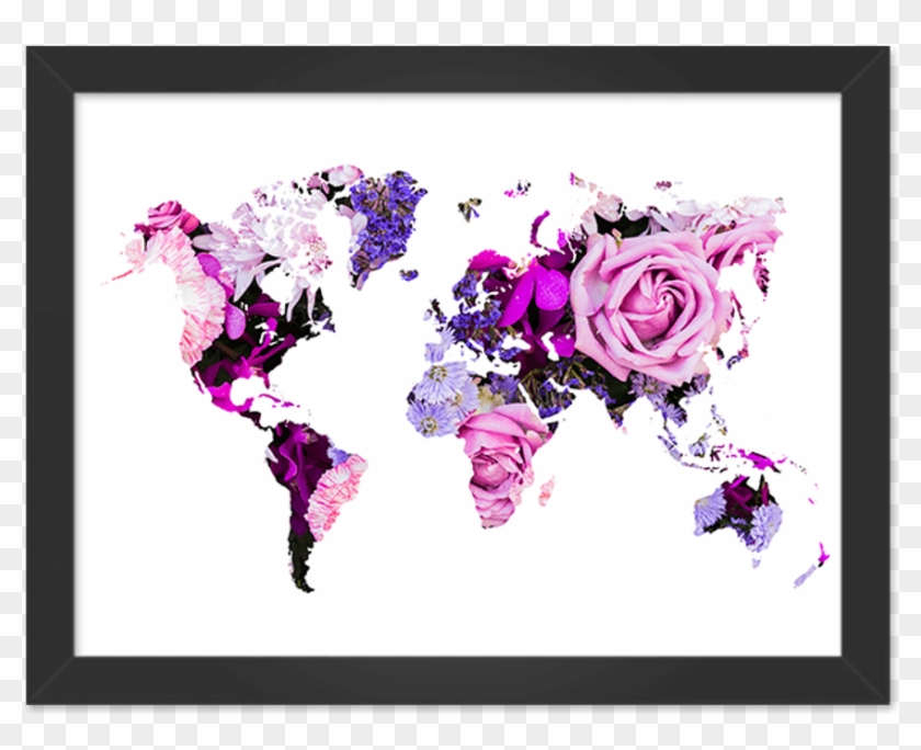 Quadro Mapa Mundi Rosa - World Map Clipart