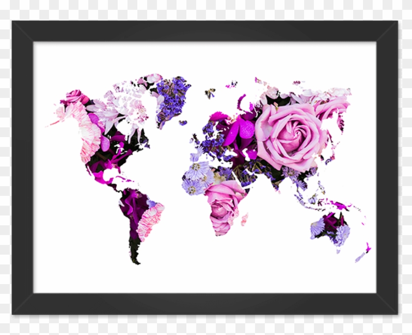 Quadro Mapa Mundi Rosa - World Map Clipart #5487307