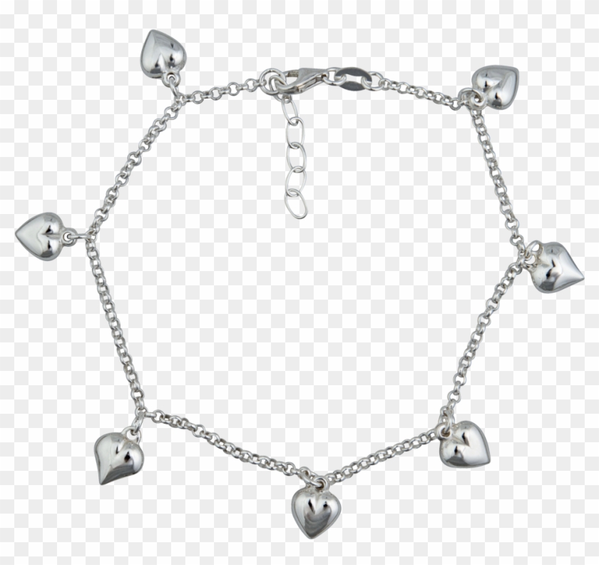 Pulsera De Tobillo Plata Con Pendientes De Corazón1 - Pulsera De Plata Con Corazones Clipart #5488013