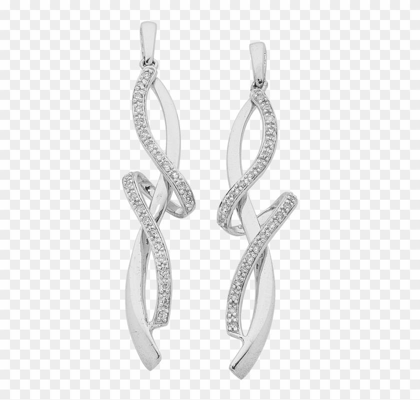 Diamond Set White Gold Earrings - Earrings Clipart #5490320