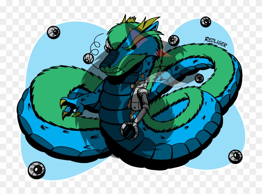 Eastern Cyborg Dragon - Illustration Clipart #5490945