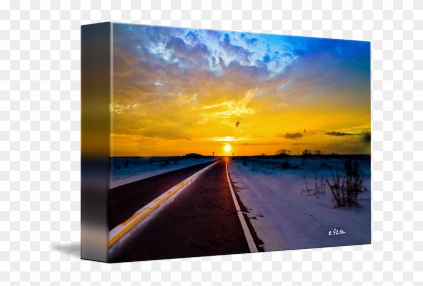 Road Into Sunset Painting Clipart