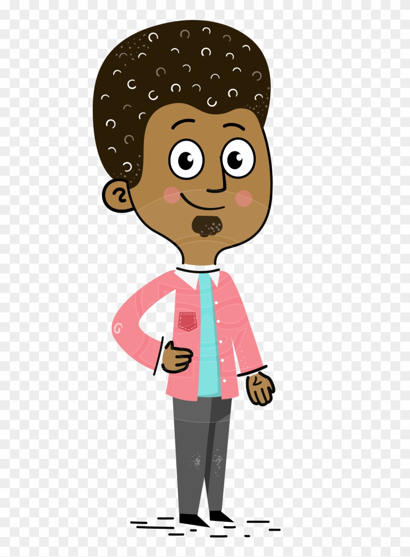Flat Hand Drawn African American Man Cartoon Vector - Illustration Clipart #5491743