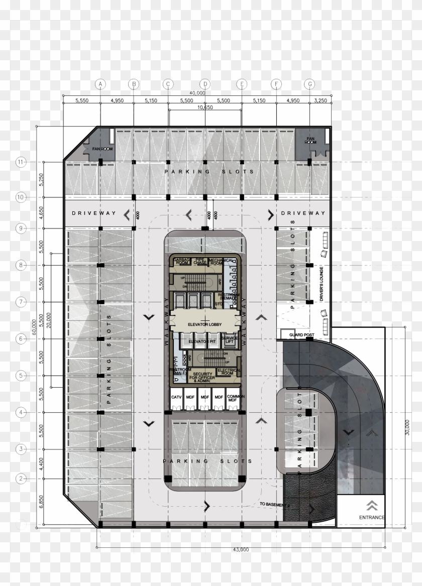 Commercial Building Floor Plans Png - Multi Storey Car Parking Plan Clipart #5491972