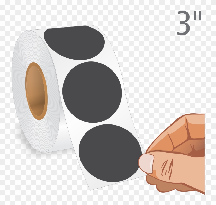 Black Circular Color Coded 1000 Labels/roll - Toilet Paper Clipart