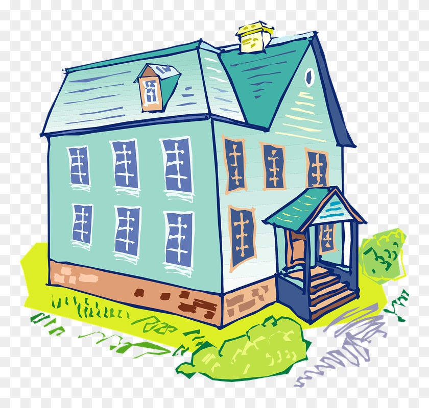 House Blue Cliparts - Blue House Cartoon - Png Download
