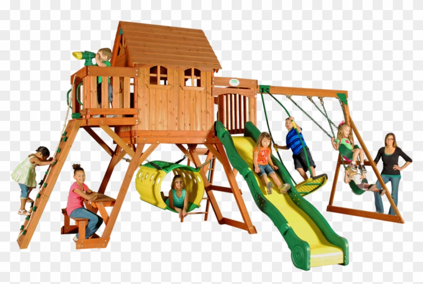 Oxford Swingset With Raised Clubhouse, Multiple Decks, - Swing Clipart #5493116