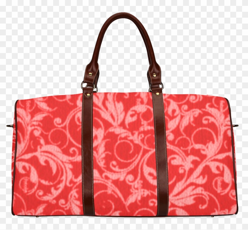 Vintage Swirls Coral Red Waterproof Travel Bag/small - Harry Potter Weekender Bag Clipart #5494135