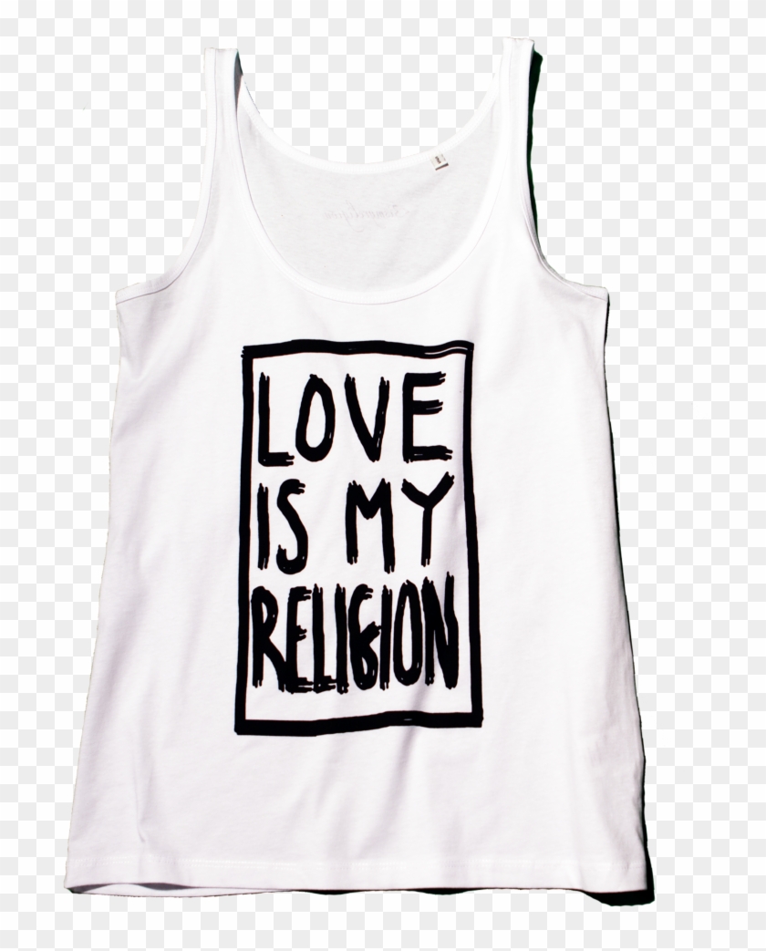 100 % Organic Cotton White Love Is My Religion Tank - Active Tank Clipart #5494572