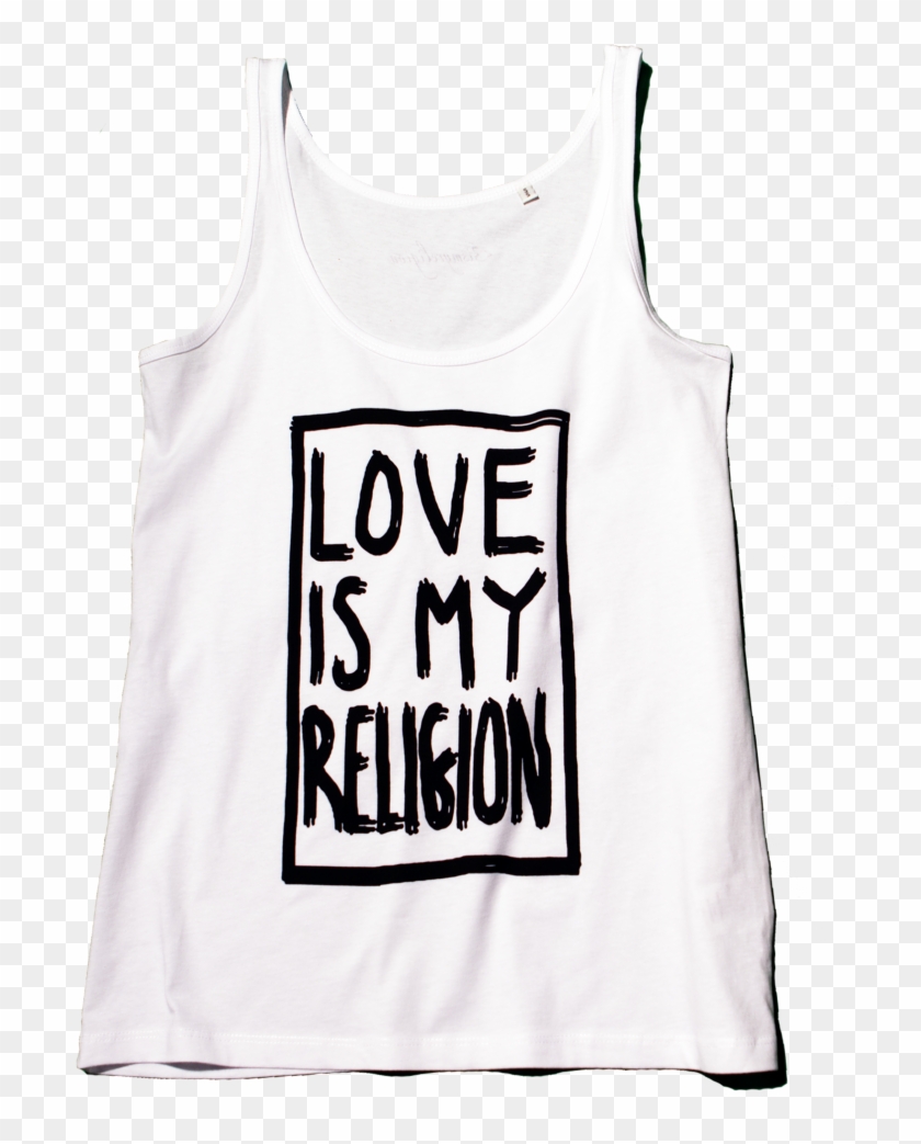100 % Organic Cotton White Love Is My Religion Tank - Active Tank Clipart