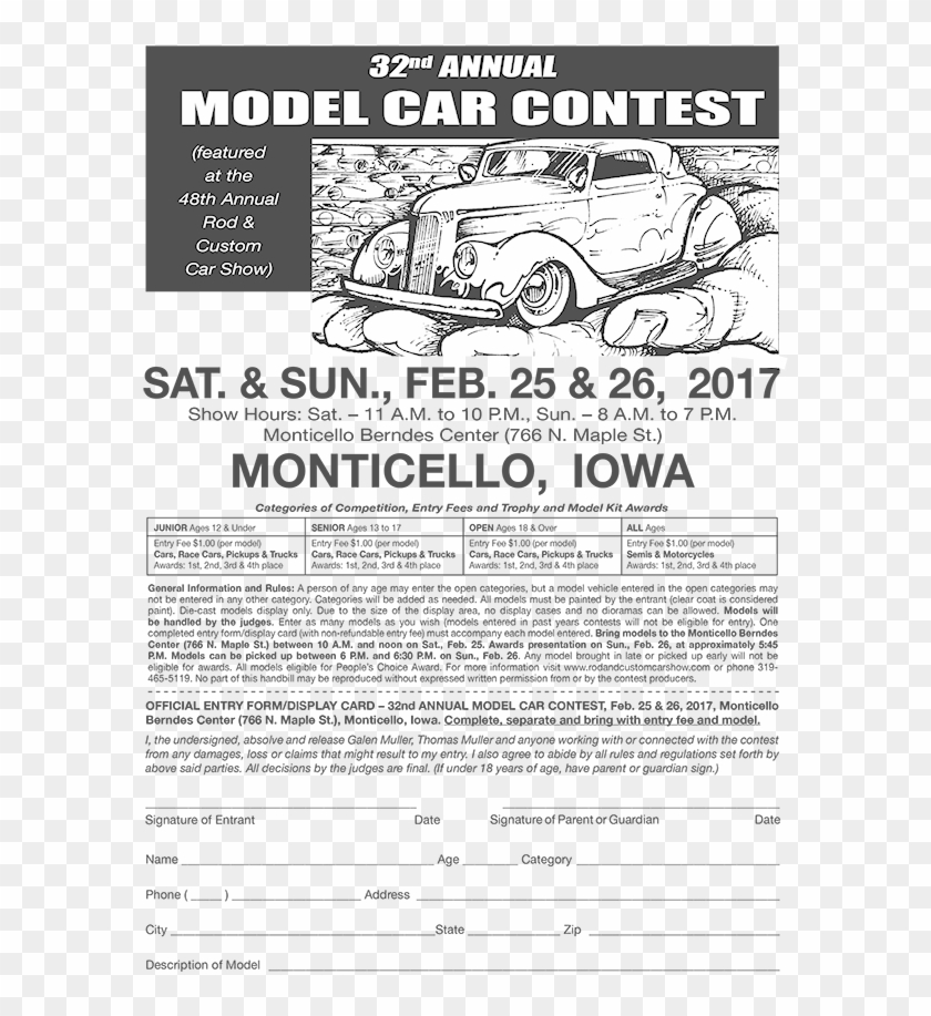 Model Car Contest February 25-26, - Antique Car Clipart