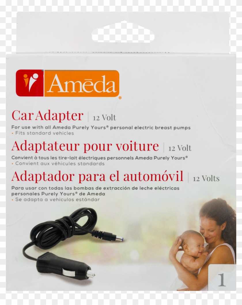 Ameda Car Adapter For All Ameda Purely Yours Personal - Breast Pump Clipart #5495675