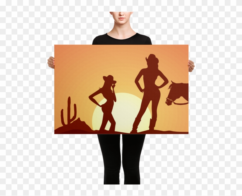 Cowgirl Silhouette Canvas - Hello Will You I Do Clipart #5496759