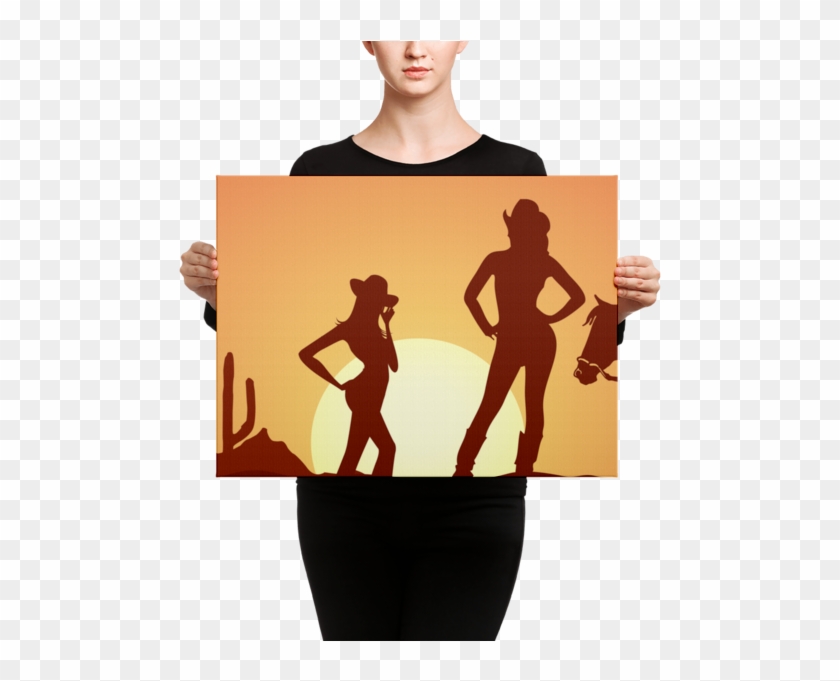 Cowgirl Silhouette Canvas - Silhouette Clipart #5497130