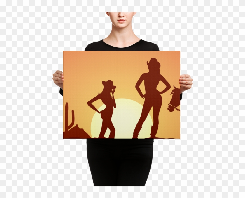 Cowgirl Silhouette Canvas - Silhouette Clipart
