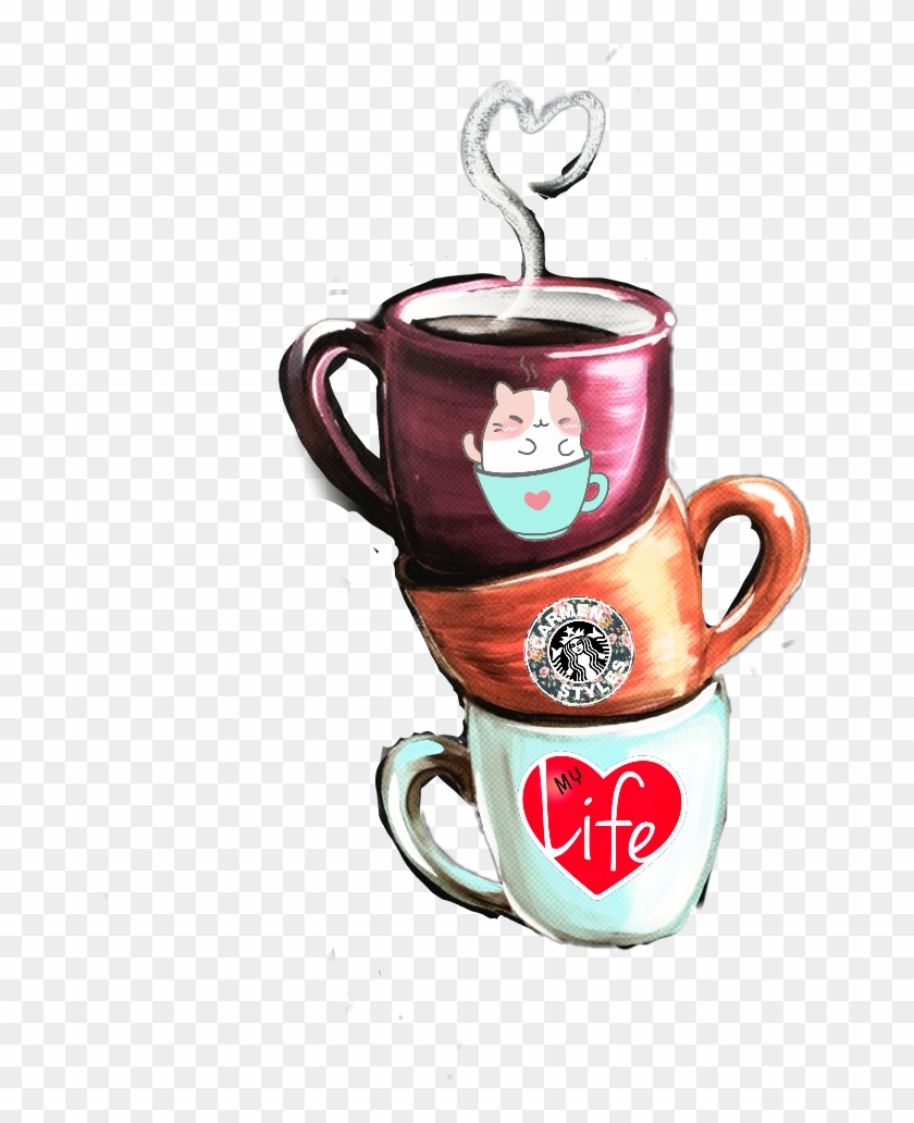 #starbucks #cat #mylife #cups #coffee #mugs #freetoedit - Ceramic Clipart #5497786