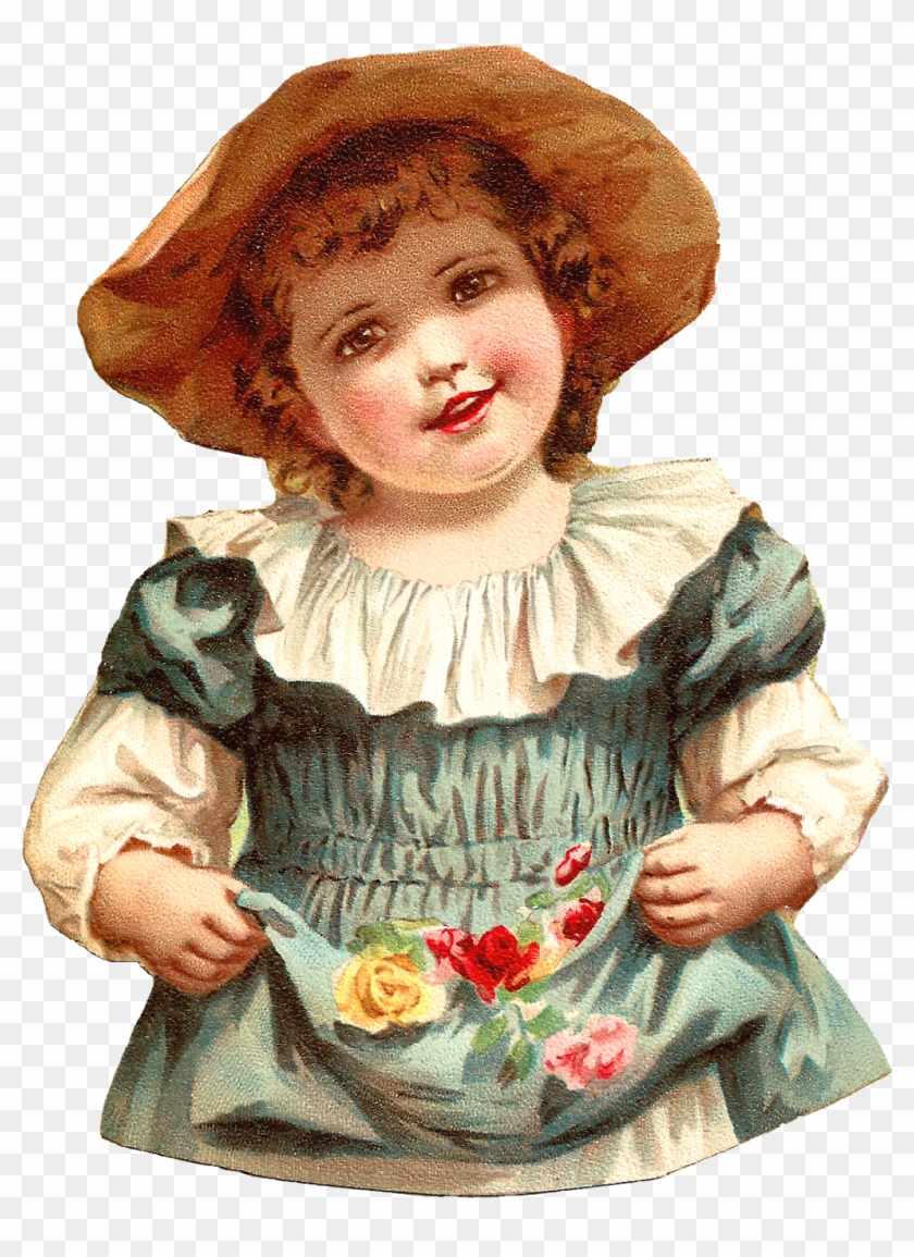 Free Digital Child Clip Art Of Pretty Girl With Roses - Child - Png Download #5499473