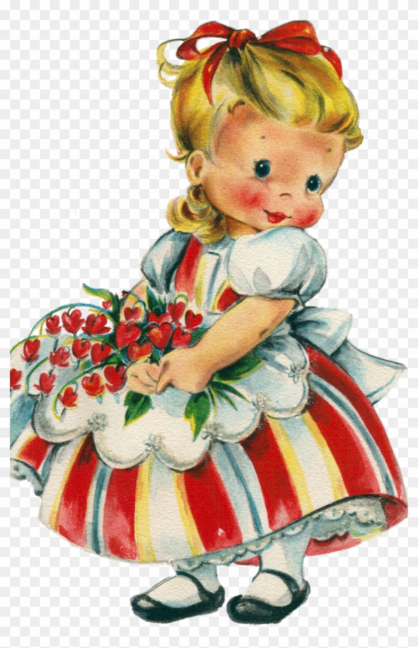 Vintage Valentine Sweet Girl Valentine Crafts, Valentines - Valentines Card For Your Daughter Clipart