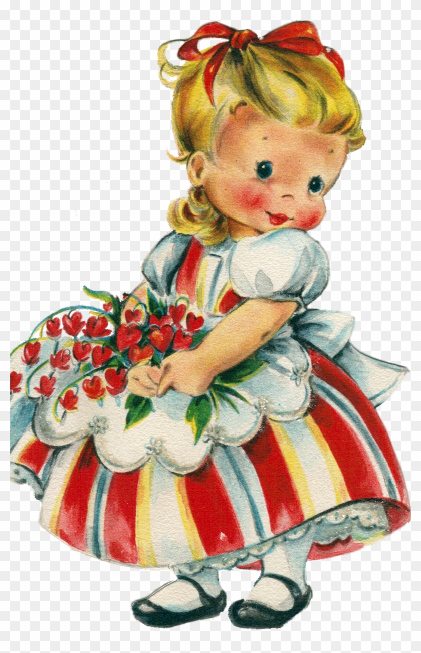 Vintage Valentine Sweet Girl Valentine Crafts, Valentines - Valentines Card For Your Daughter Clipart #5499892