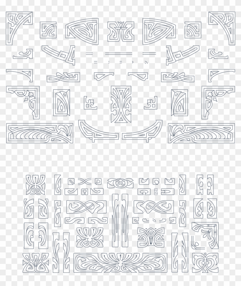 Create Customized Frames By Mixing The 600 Vector Parts - Line Art Clipart #550397