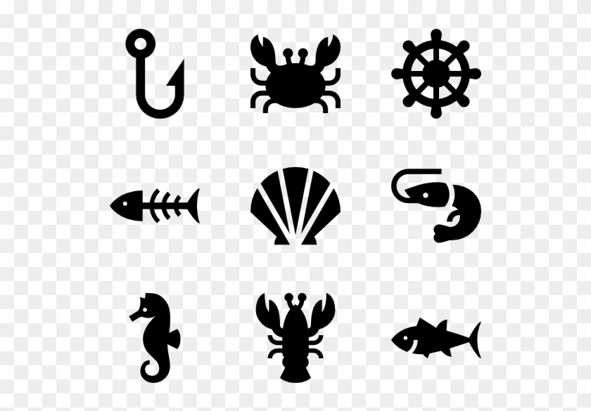Sea Life Set - Ocean Icons Clipart #550545